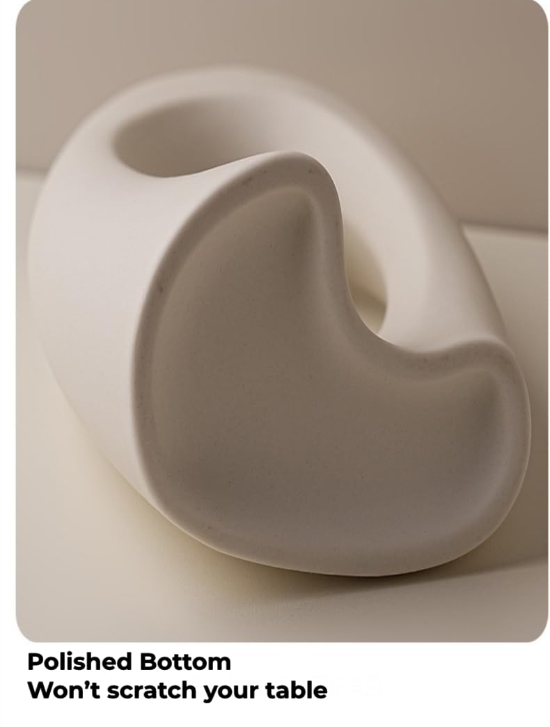 Modern Ceramic Vase Set of 2 – White Abstract Sculptural Vases for Home Décor, Table Centerpiece, Office & Living Room Decoration