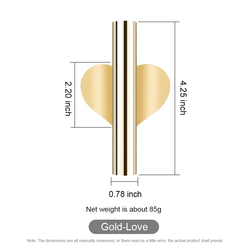 2 pcs Wall Flower Vase Tube Metal Flower Vase, Wall-Mounted Flower Tube for Flower Display,Modern Dried Flower Holder Wall Decoration for Porch Home Office Included Adhesive Material (Gold-Love)