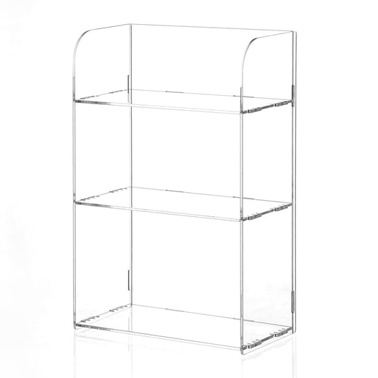 Jusalpha 3 Tier Clear Acrylic Bathroom Organizer Shelf for Cosmetic Perfume Makeup Toy Spices Standing Tabletop Vanity Tray Shelf Multifunctional Sturdy Display Showcase (8''x 4''x 12'')…
