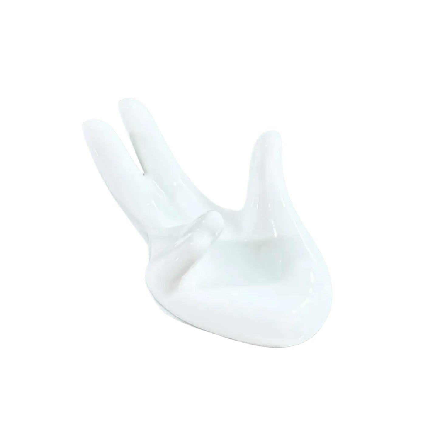 Wax Wane Ceramic Hand Display Stand, White Jewelry and Crystal Holder, Decorative Hand Sculpture
