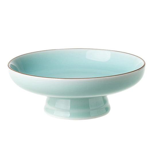 Kelendle Ceramic Footed Bowl Round Pedestal Bowl Decorative Fruit Dish Holder Dessert Display Stand for Kitchen Counter Centerpiece Table Decor Serving Fruit Tray