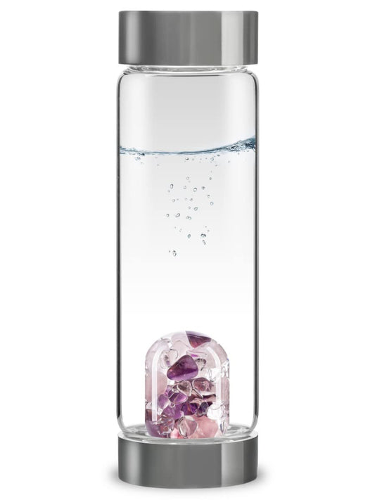 VitaJuwel ViA WELLNESS - Crystal Water Bottle with Amethyst, Rose Quartz & Clear Quartz - Balance, Relaxation & Clarity