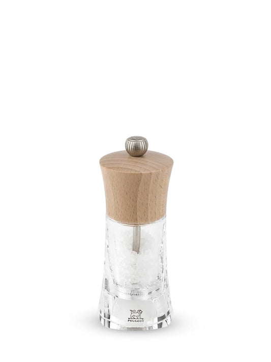 Peugeot - Peugeot - Oleron Manual Dry Salt Mill - Transparent Adjustable Grinder - Acrylic and Beechwood, Chocolate, 5.5 Inches