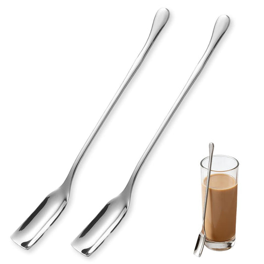 Ouliget Long Handle Tea Coffee Spoons,Square Head Coffee Stirring Spoon,Coffee Stir Sticks Drink Stirring Spoons,Tiny Salt Condiment Spoon,Coffee Bar Accessories,2 Pieces,9.3 Inches