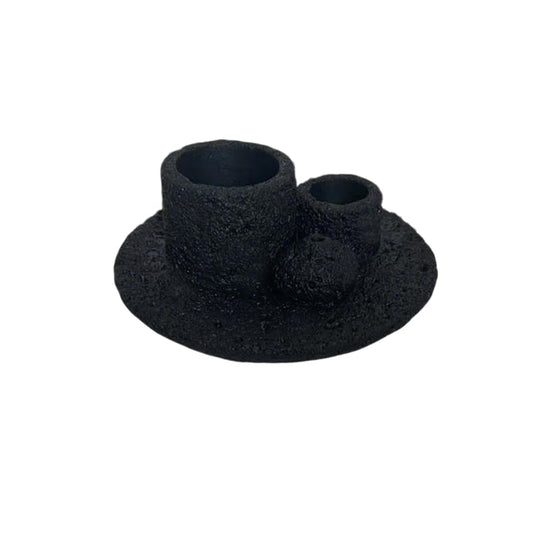 4 in 1 Cement Holder for Incense Sticks/Palo Santo/Sage Sticks/Candle (Black)