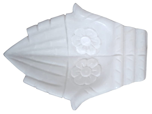 Purpledip Marble Bowl 'Anjali Hands': Fill With Water or Flower Petals Or Use As Small Serving Platter (12470A)