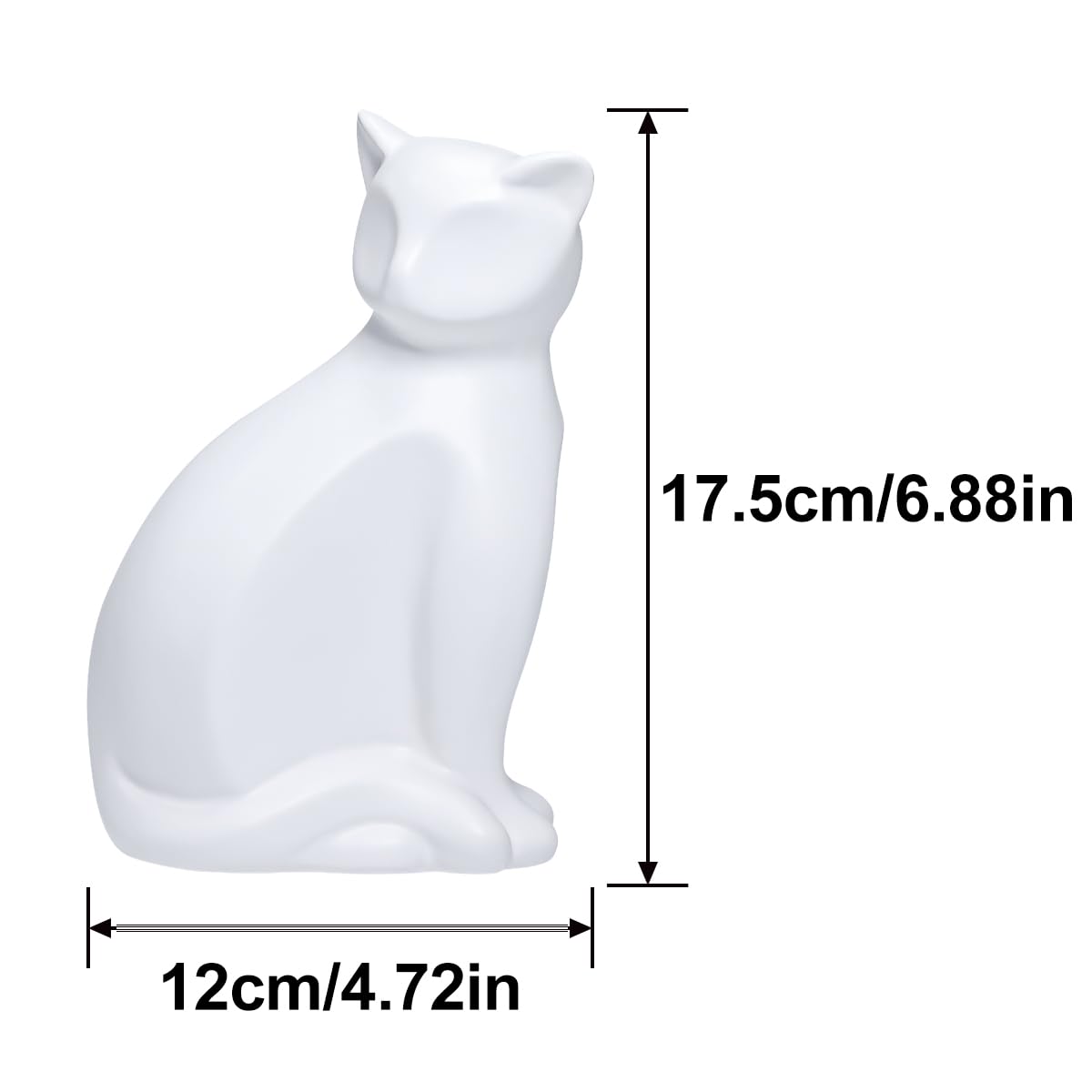 ECYC Minimalist Ceramic Lucky Cat Statue Living Room Desk Animal Figurine Decoration, White