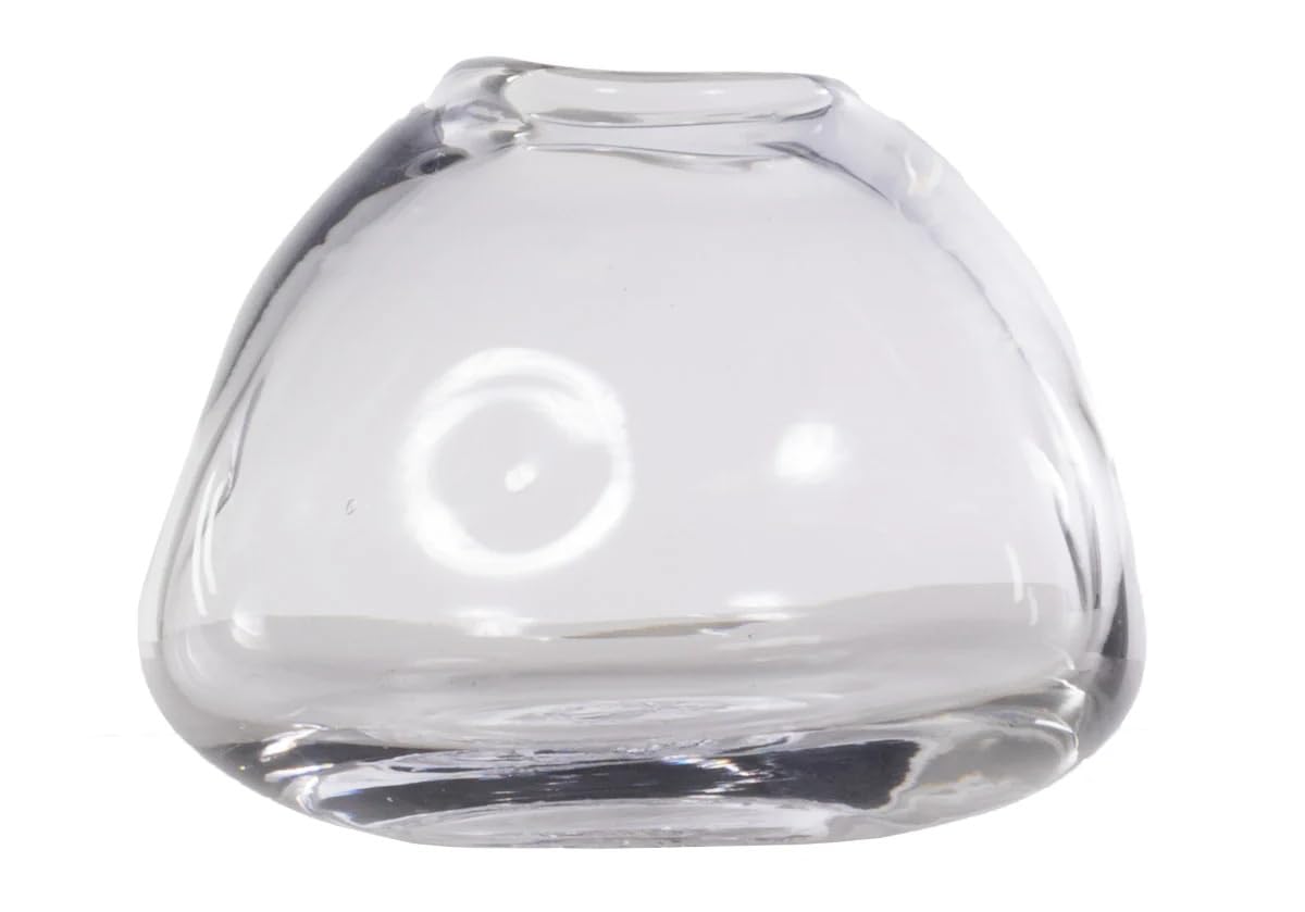 Handblown Clear Glass Dimpled Vase - by Alice Lane Home Collection - Elegant Home Decor Vase for Fresh & Faux Flowers, Table Centerpiece, Mantel, Office - Small