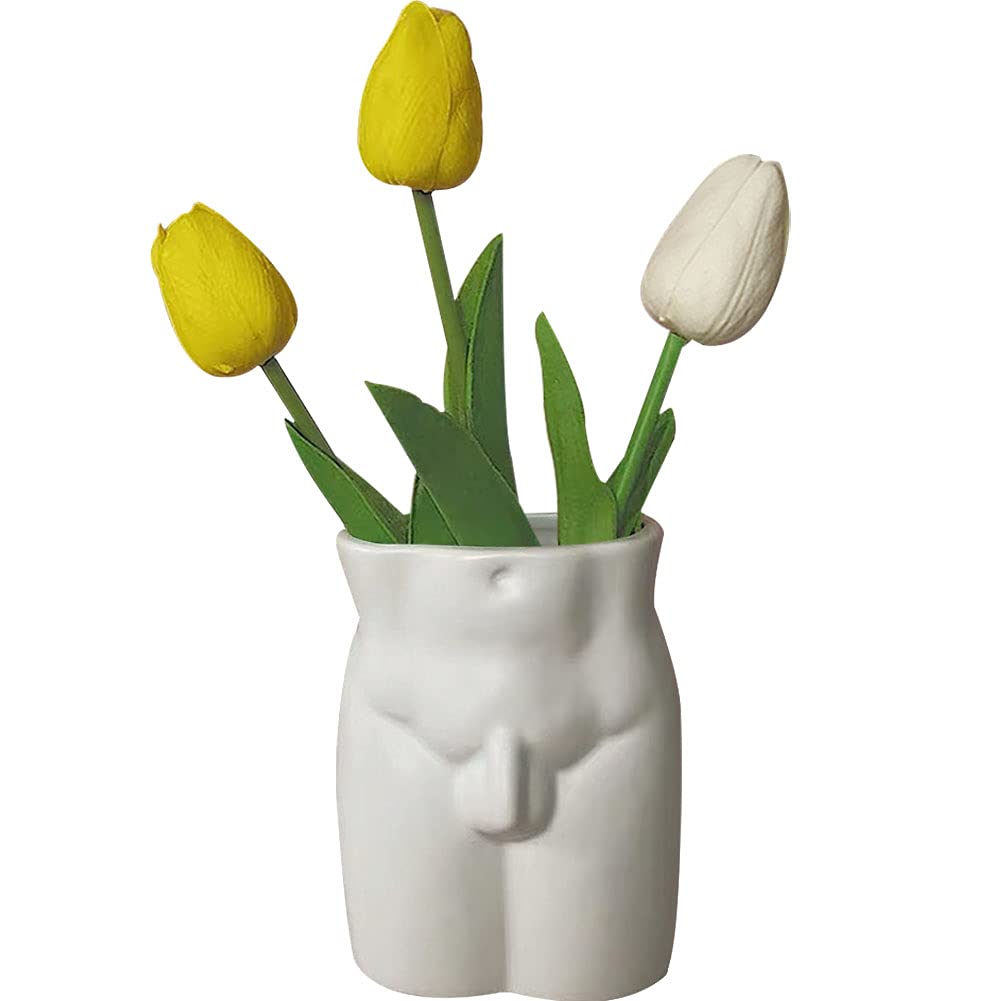 Kelendle Butt Vase, Butt Planter Body Vase Cheeky White Ceramic Flower Vase Boho Plant Pot Body Sculpture Modern Art Home Decor for Living Room Bedroom Centerpiece Table Wedding Small