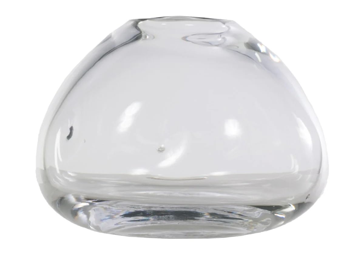 Handblown Clear Glass Dimpled Vase - by Alice Lane Home Collection - Elegant Home Decor Vase for Fresh & Faux Flowers, Table Centerpiece, Mantel, Office - Small