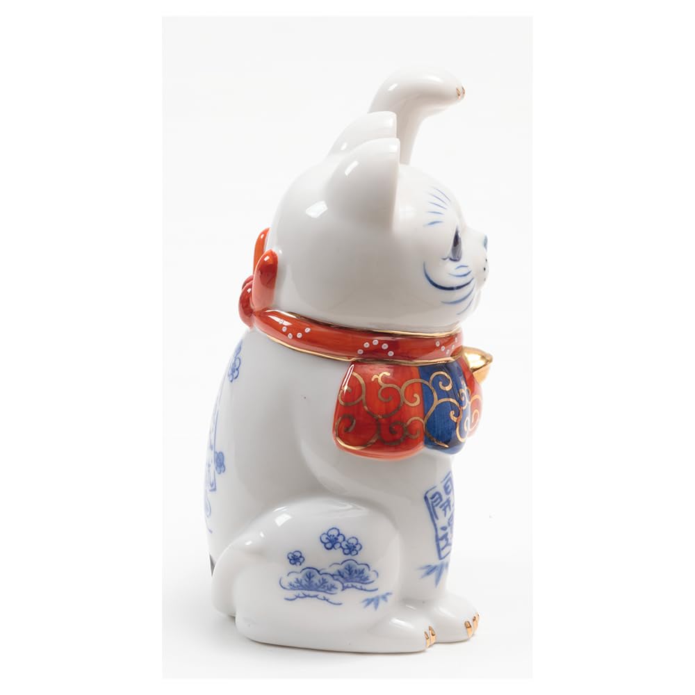 YOSHINOYA KYUBEI Japanese Decor Cat Decor Lucky cat 5.6 in Cat Figurine Maneki Neko Porcelain 7480-Z-US