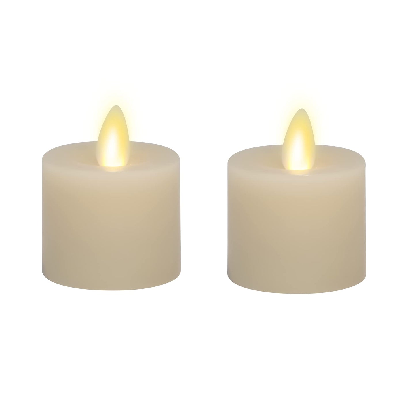 Luminara Moving Flame LED Flameless Real Wax Tealights (1.7" x 2.2") Unscented Real Wax Remote Ready Battery Operated LED Flameless Tea Light - Ivory (2-Pack)