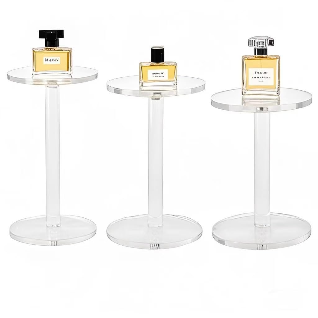 HESIN 3 Pack 4 " Dia Acrylic Display Riser Jewelry Watches Round Pedestal Flower- Stand Small Figure Holder for Kitchen, Dining Room, Living Room Furniture