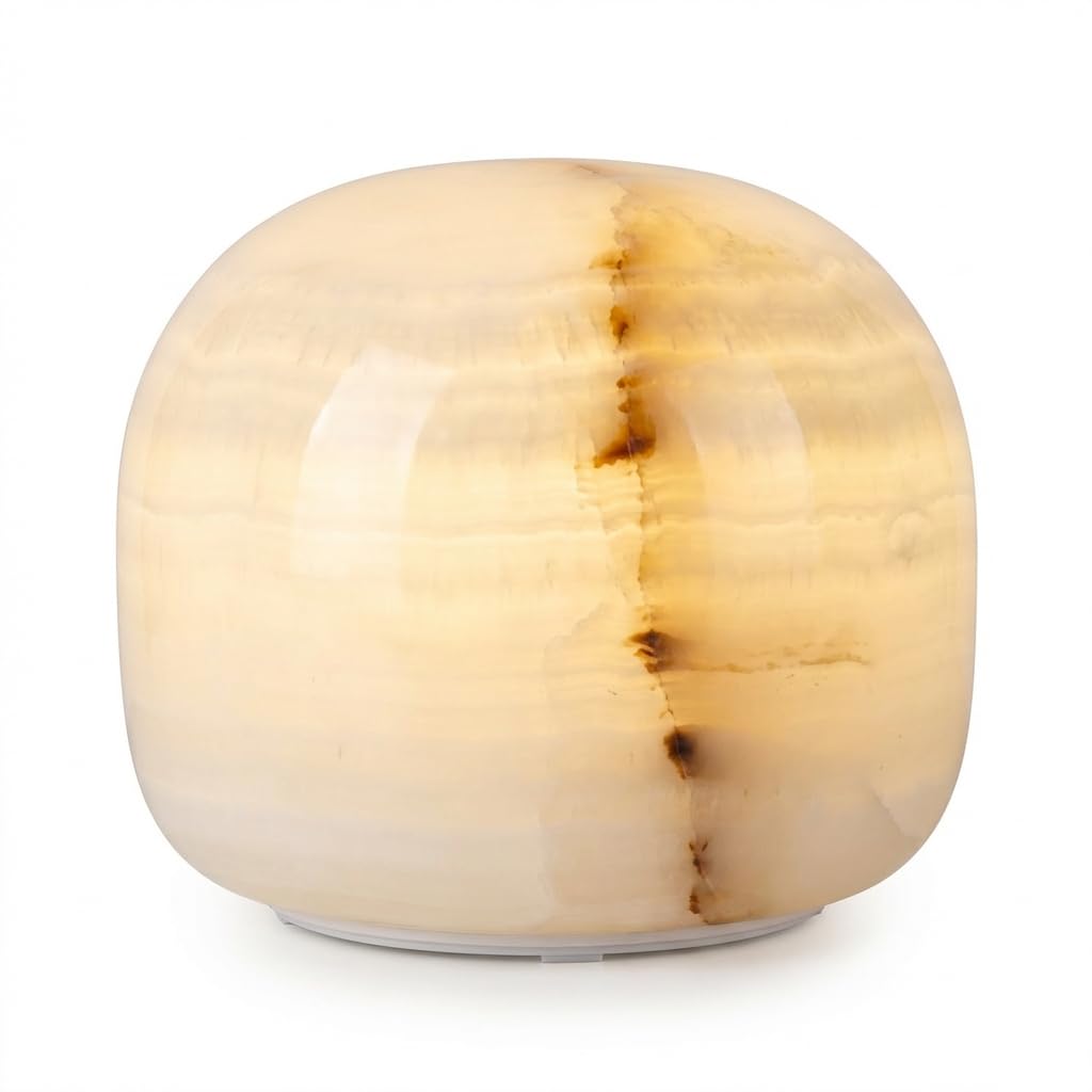 Lierlava Natural Marble Tap Lamp,Hand-Carved Stone Ambient Light,
