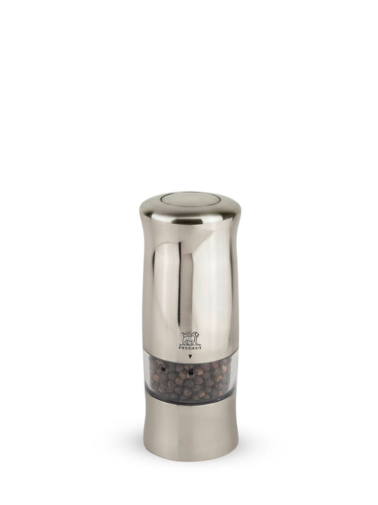Peugeot - Zeli Electric Pepper Mill - Battery Powered - LED Light, ABS with Brushed Metal Finish, 5.5 inches