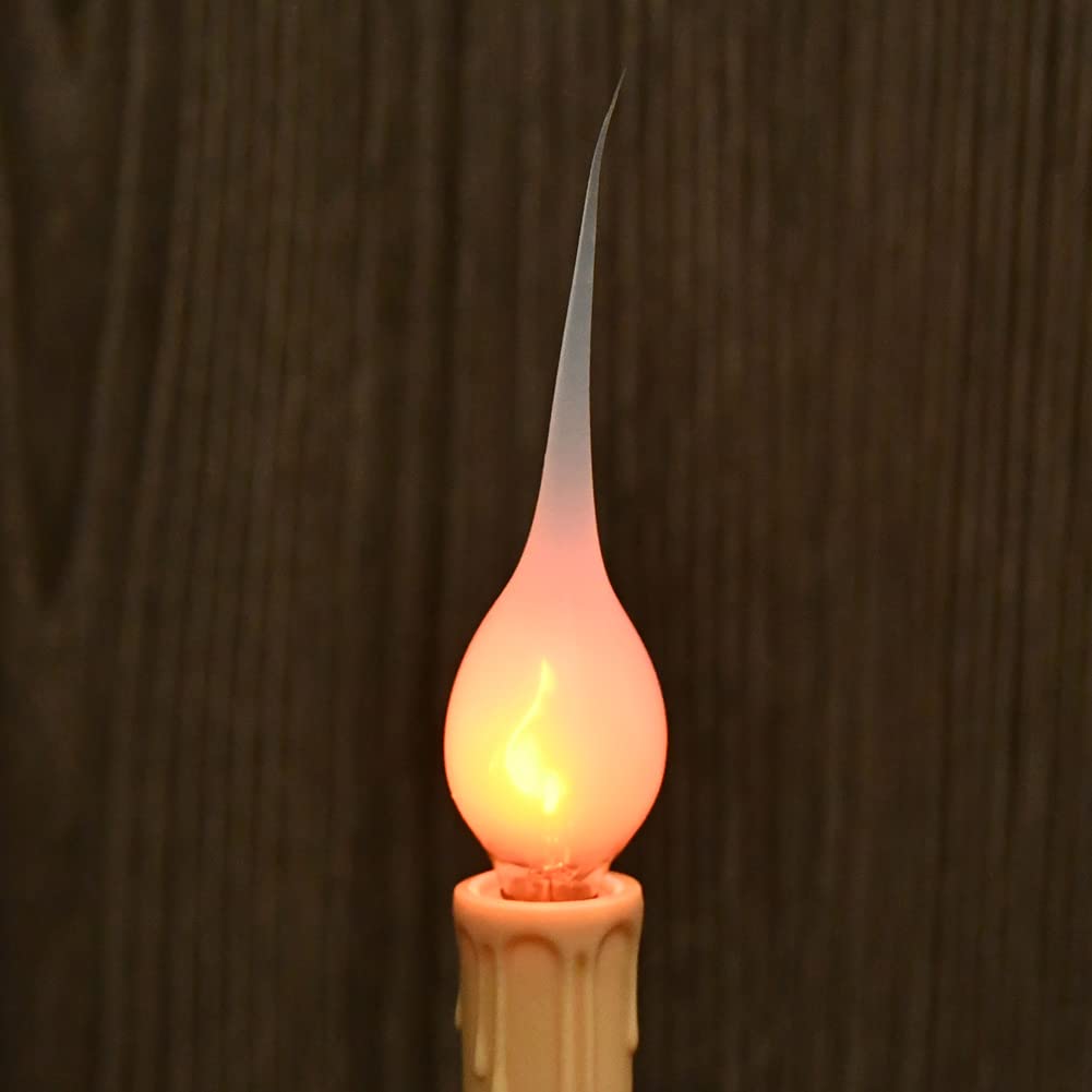 Doratale Christmas Flicker Flame Candle Light Bulbs, Country Style Silicone Dipped Flickering Replacement Bulbs for Electric Window Candles, Chandelier, E12 Candelabra Base, 1Watt, 120 Volt, 12 Pack