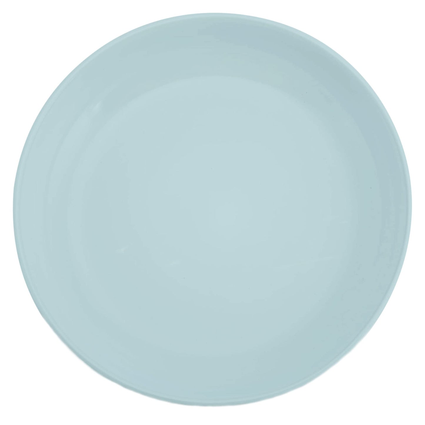 Elanze Designs Bistro Glossy Ceramic 8.5 inch Shallow Pasta Dinner Bowls Set of 4 - Perfect for Everyday uses from Italian Style Pasta to Caesar Salad, and Ramen to Pho, Ice Blue
