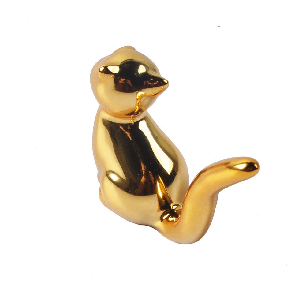NWFashion Golden Small Animal Statues Home Decor Modern Style Gold Decorative Ornaments (Upward Cat)