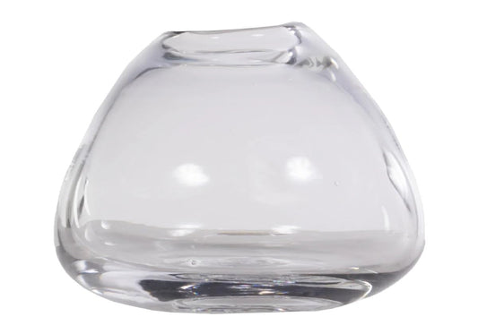 Handblown Clear Glass Dimpled Vase - by Alice Lane Home Collection - Elegant Home Decor Vase for Fresh & Faux Flowers, Table Centerpiece, Mantel, Office - Small