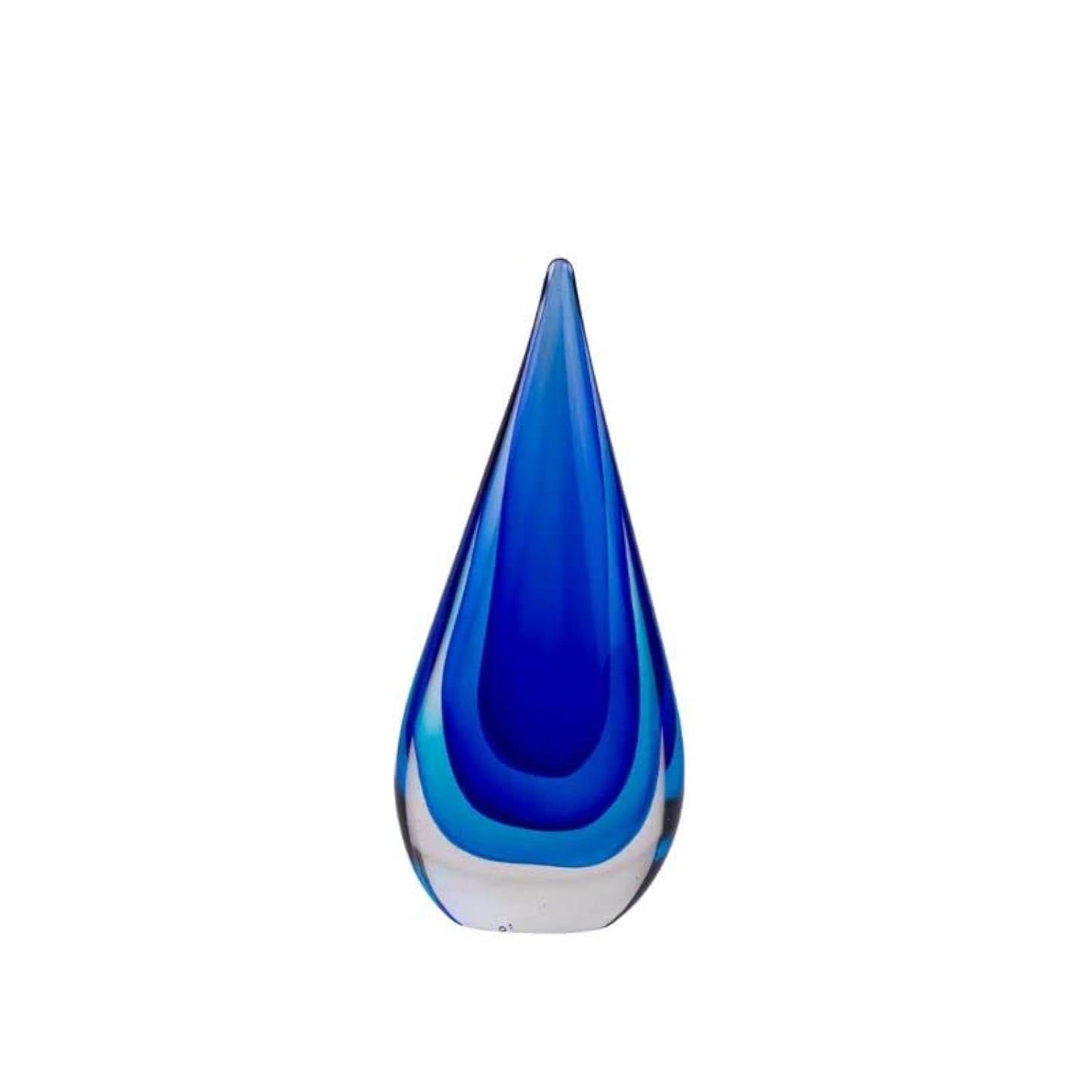 Yao Yuan Glass Sculpture Hand-Blown Murano-Style Glass Statue and Figurine, Blue Teardrop Decor