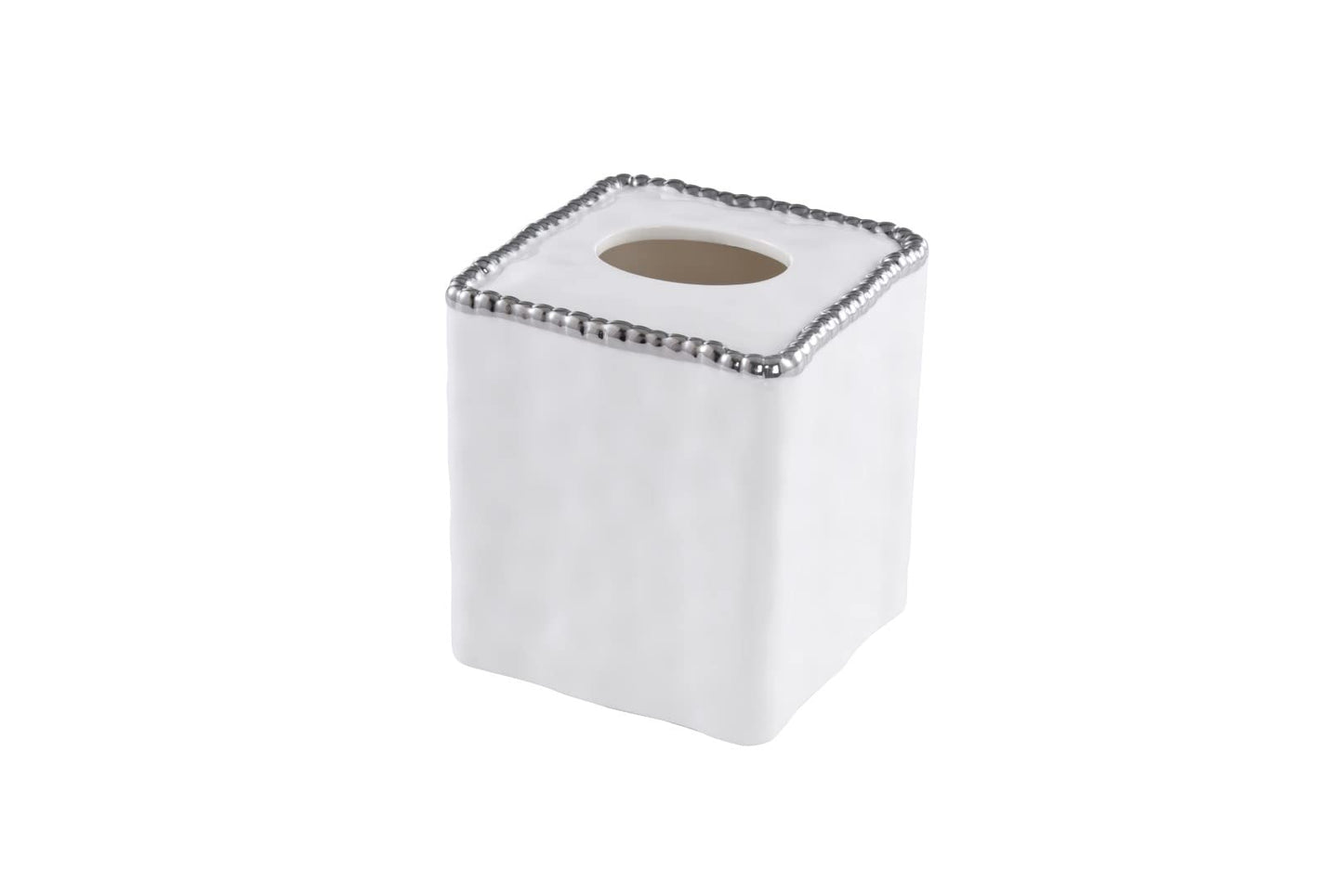 Pampa Bay Vanity Accessories with Silver Beads Square Tissue Box