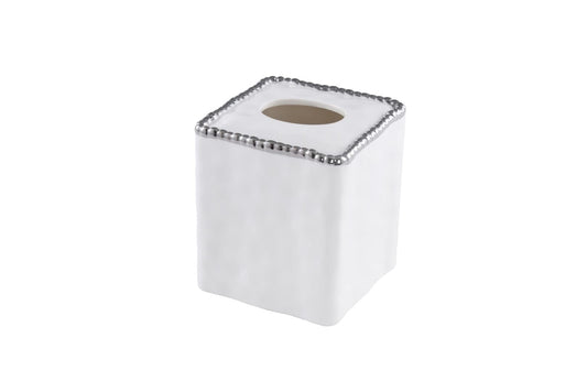Pampa Bay Vanity Accessories with Silver Beads Square Tissue Box