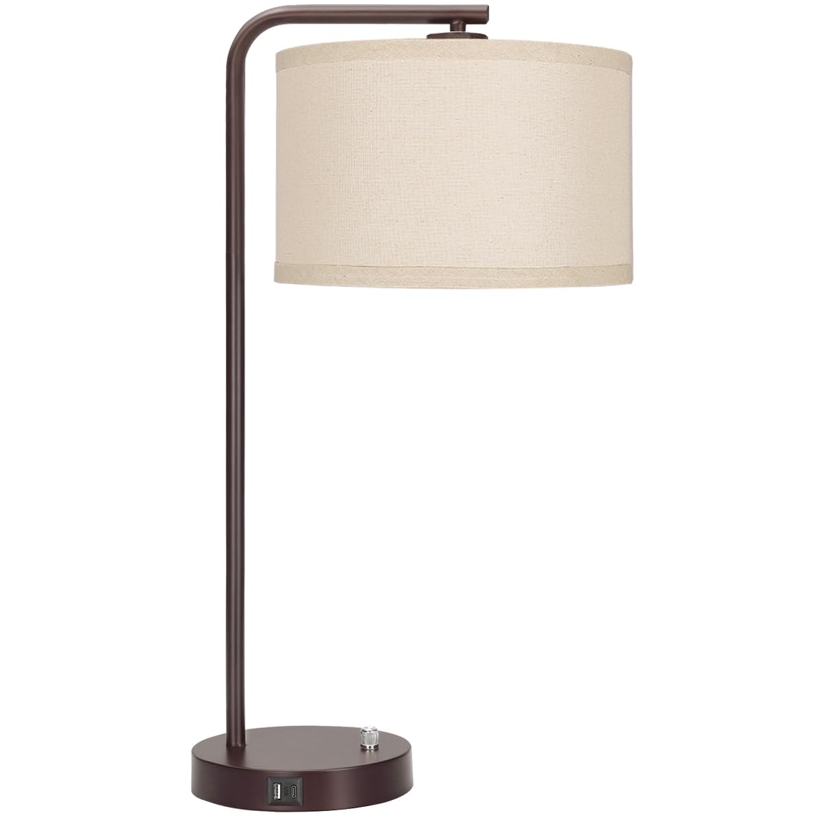25" Tall Table Lamp with USB C+A Ports, Fully Stepless Dimmable Modern Minimalist Bedside Nightstand Lamp, Reading Desk Lamp for Bedroom, Living Room, Study Room, Office, 9W 3000K LED Bulb Included