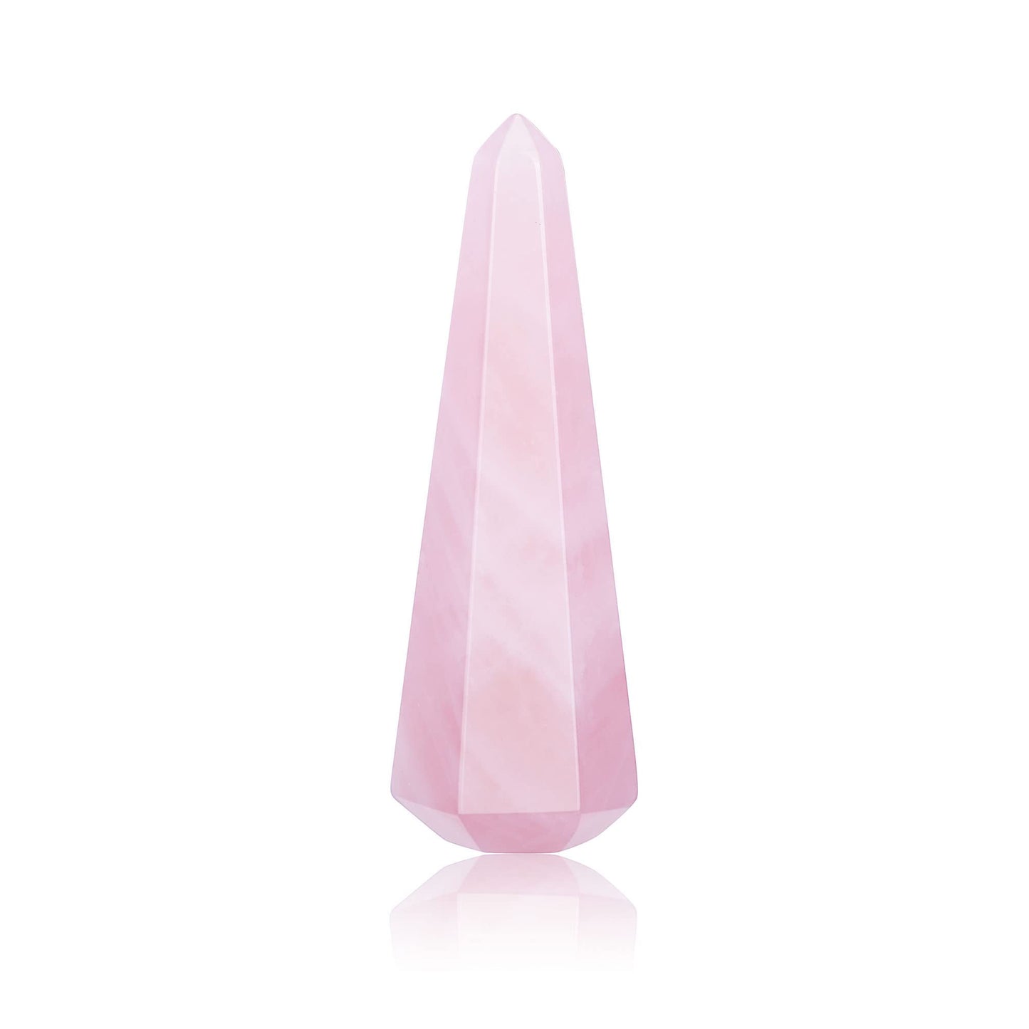 Jovivi Natural Rose Quartz Crystal Stone Jewelry Display Holder - Hexagon Prism Shaped Decorative Wedding Ring Stand