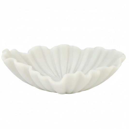 CSjihua Scalloped Sandstone Resin Decorative Bowl - 11.7" Off-white Large Key Bowl for Entryway Table, Jewelry, Keys, Fruits, Home & Office Centerpiece Decor