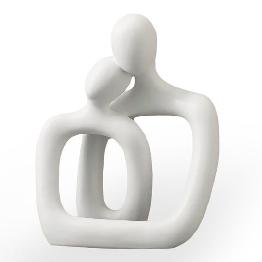 BANOMII Abstract Couple Statue, Minimalist Couples Bedroom Decor, White Hugging Lovers Sculptures Modern Home Office Decor Accents, TV Stand Decorations for Living Room Aesthetic, Desktop Figurine