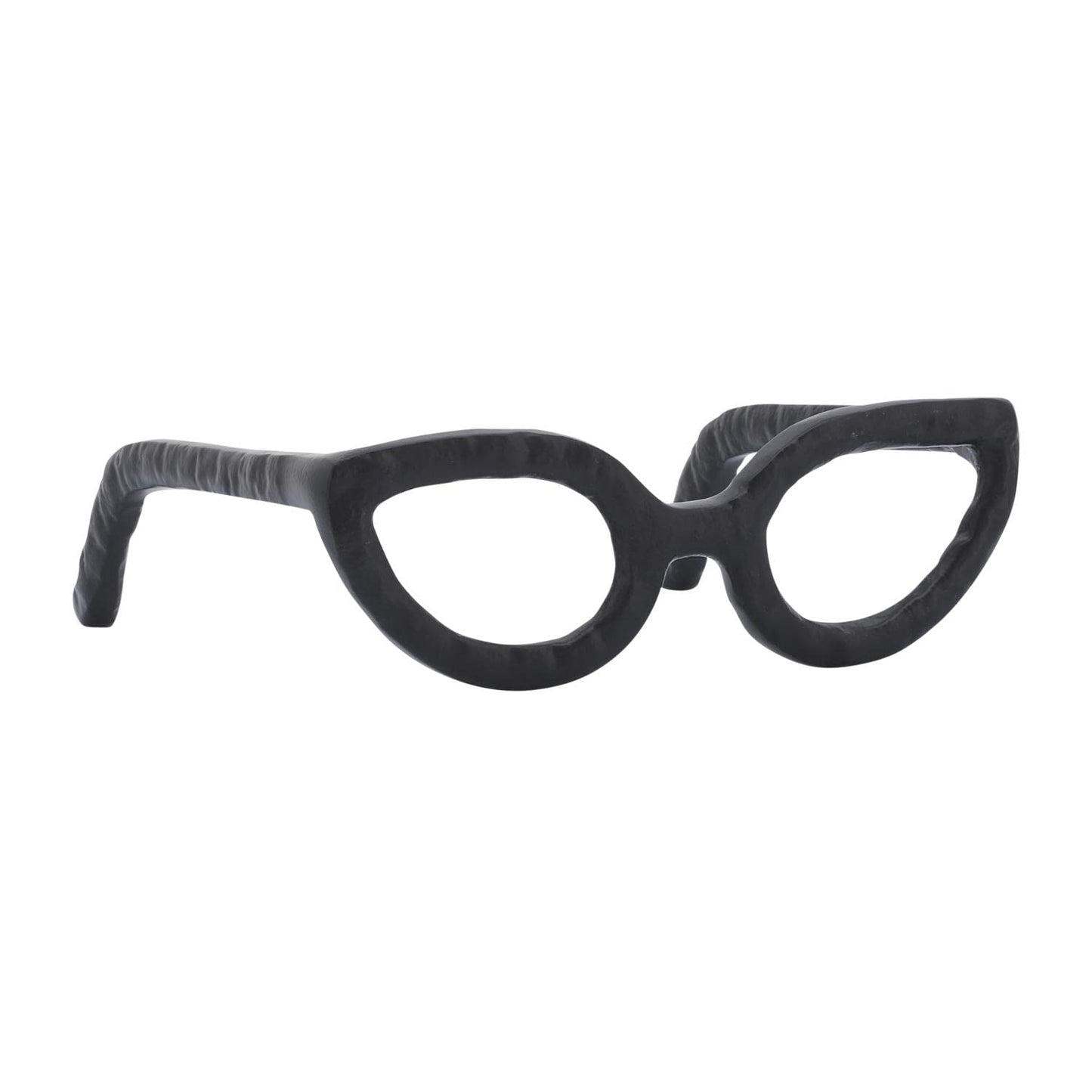 Modern Decorative Glasses Sculpture Figurine for Office Shelf Decor - Home and Bathroom Accent for Desk Display - Living Room Ornament Statue for Coffee Table Styling in Spaces - 3", Black