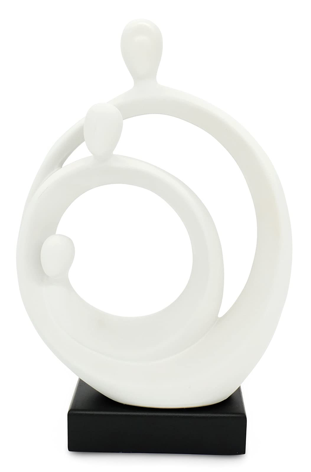 Vaudagio Stylish Sculpture Family Happiness – Timeless holy Family Sculpture Home Decor 14in – Abstract Decorative Statue for Living Room in White & Black - Modern Ceramic Figure Well Suited as Gift