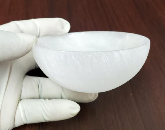New Age Imports Selenite Bowl 3.5-4", "Great for Altar, Ritual, Incense, Smudging, Decoration, Offering Use