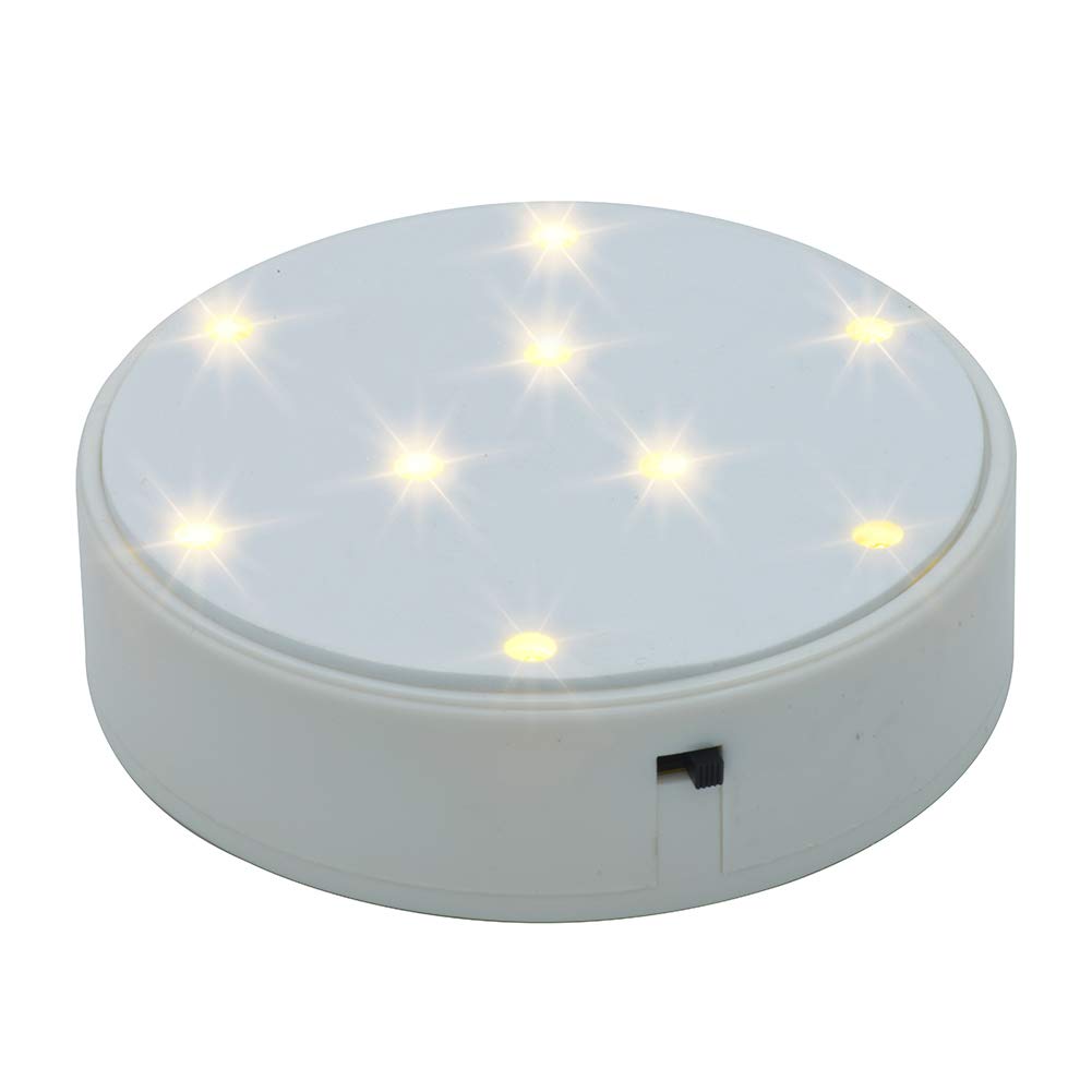 Kitosun 4inch Round LED Base Vase Light with 9 Super Bright LEDs for Centerpiece Vase Lighting Decoration Operated by 3aa Batteries Warm White Lights (Warm White)