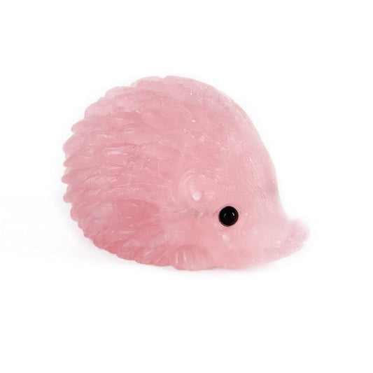 NUZUJX Hand Carved Mixed gemstome Crystal Hedgehog Animal Figurine Carving Decor (Rose Quartz)
