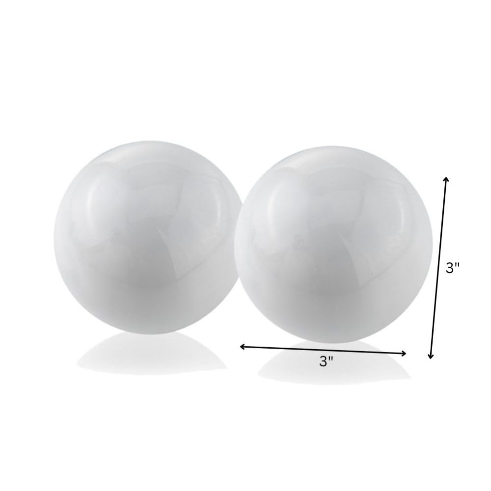 Modern Day Accents 4393T Bola Cast Aluminum Decorative Spheres – White Enamel Color Finish, 3" D/2 Pack