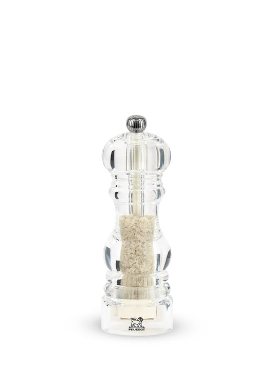 PEUGEOT - Nancy Zirlion Wet Sea Salt Mill, Acrylic 18 cm - 7 in. Grinder Made of Zirconia with Stirring Blade. Transparent acrylic body