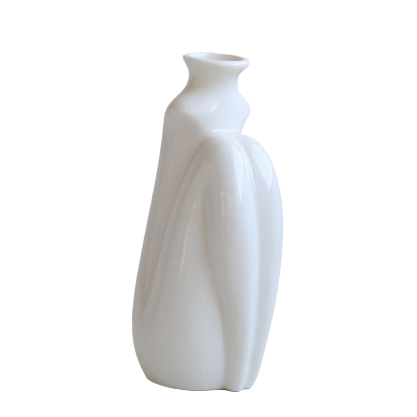 Abstract Body Shaped Ceramic Vase, Artistic White Ceramic Flower Vase for Home Decor, Table Centerpiece, Modern Aesthetic, Sitting Posture 8.27'' H