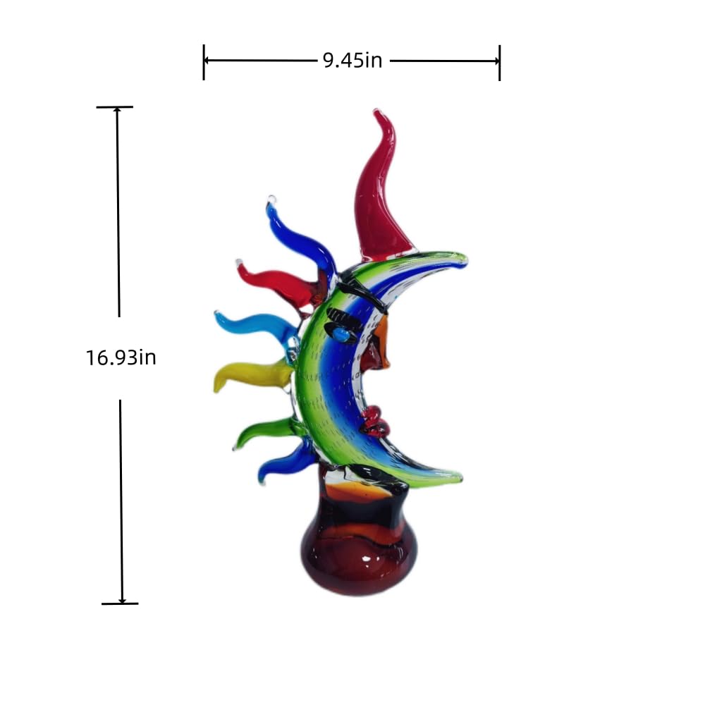 Yao Yuan Murano-Style Hand Blown Art Glass Face Sculpture - 16.93" Tall Mouth-Blown Crafts Home Office Bedroom Living Room Study Room Studio Decorations