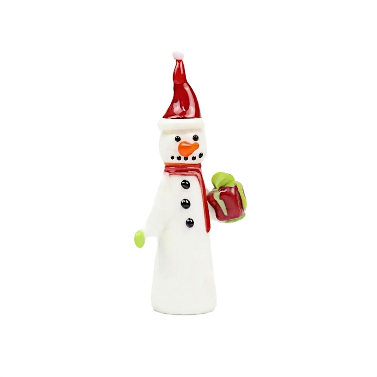 CHIGAGGLE 3¼'' Santa and Snowman Glass Figurines, 2pcs Handmade Glass Miniature Figurines, Set of Creative Christmas Small Hand Blown Glass Collectibles and Gifts - 2Ca2s2