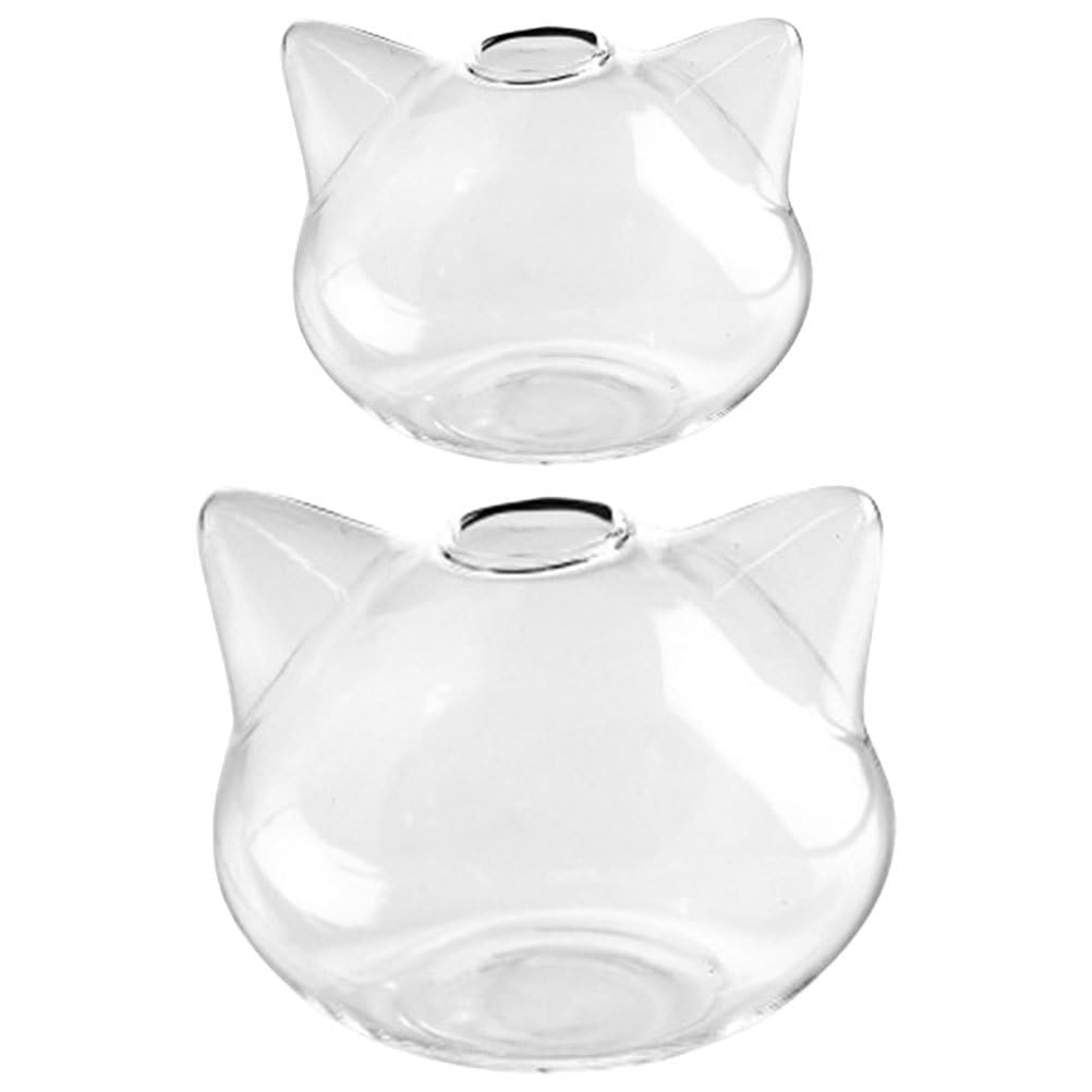 FOMIYES Cat Shaped Glass Vase 3.9 Inch Small Decorative Flower Vase Hydroponic Planter for Home Office Desk