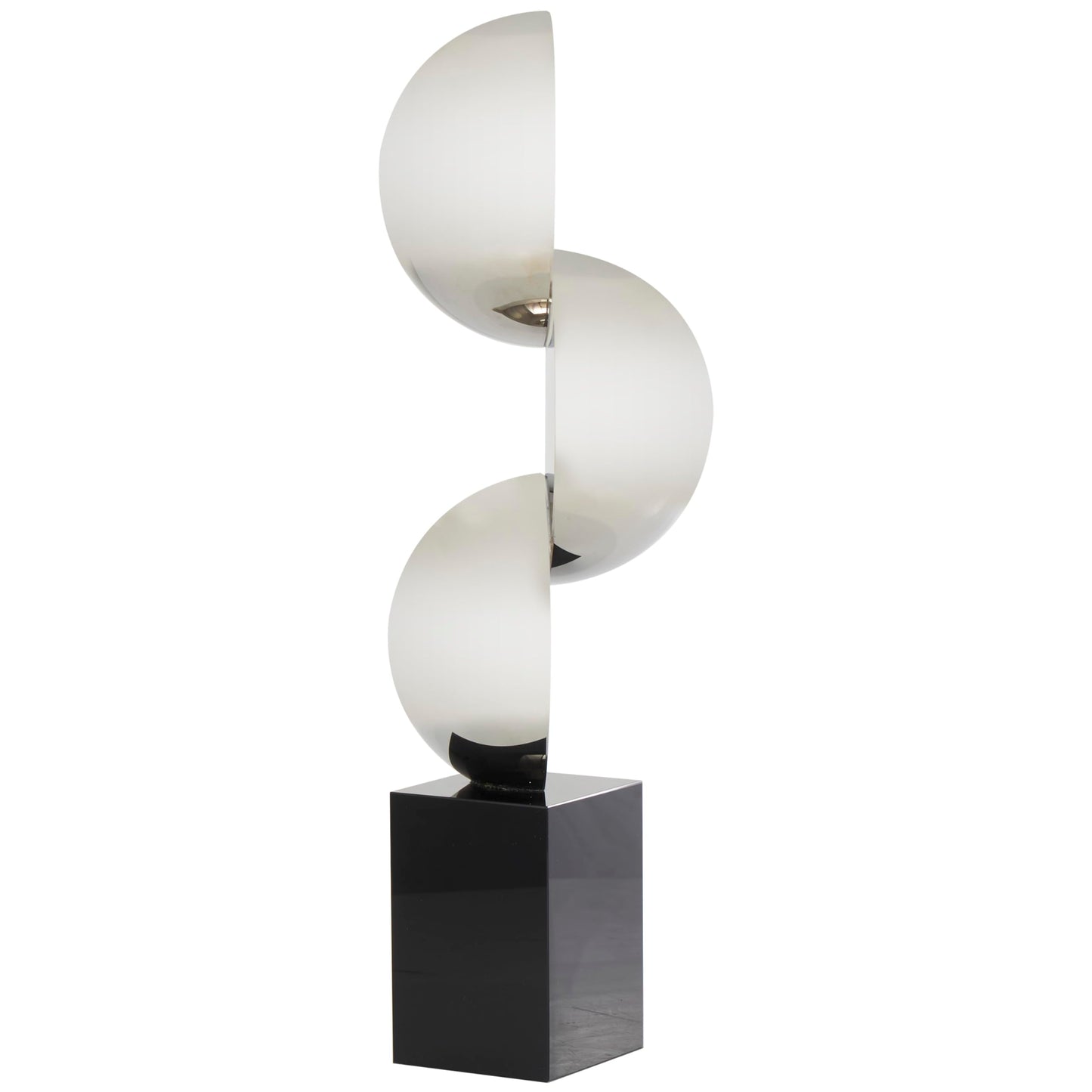Deco 79 Crystal Geometric Decorative Sculpture Abstract Two-Tone Home Decor Statue with Stacked Semi Circles, Accent Figurine 5" x 4" x 18", Black