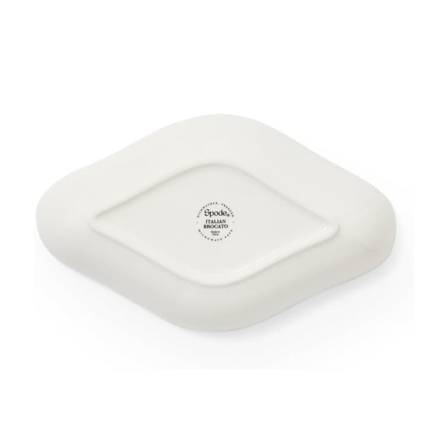 Spode Blue Italian Brocato Diamond Dish - 8.5-Inch Porcelain Serving Piece, Decorative Table Dish for Salads, Appetizers, Pasta, Desserts - Housewarming Gift