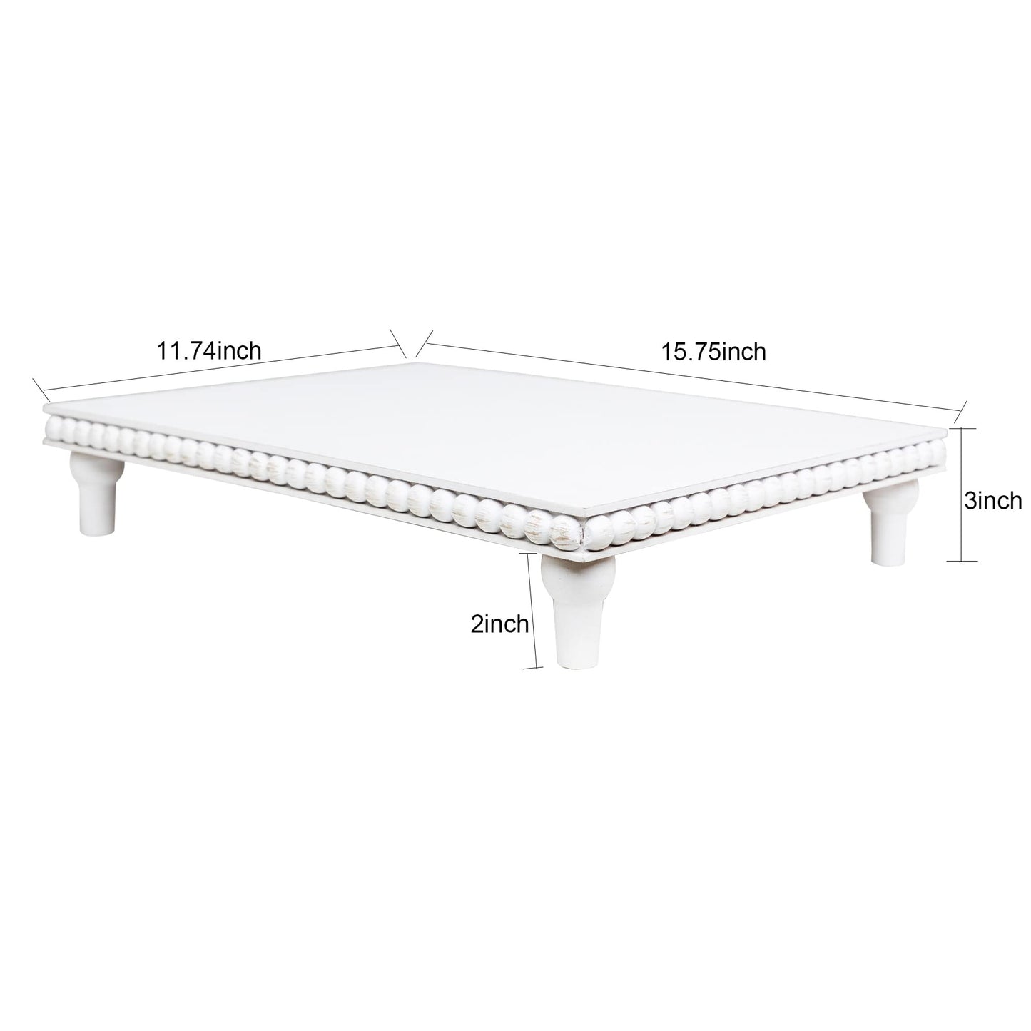 GENMOUS Farmhouse White Dispaly Risers Pedestal Stand For Bathroom Decor , Rustic Large Tiered Tray Decor Pedestal Stand For Coffee Bar Display, Kitchen Counter Island Decor, Sink Decor, Plant Holder