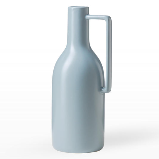 Torre & Tagus 11" Blue Ceramic Vase with Handle - Mid Century Modern Home Decor Accent As Slate Blue Decor Centerpiece & Flower Holder for Living Room, Bedroom, Entryway, Wedding & Gift (Mod Handle)