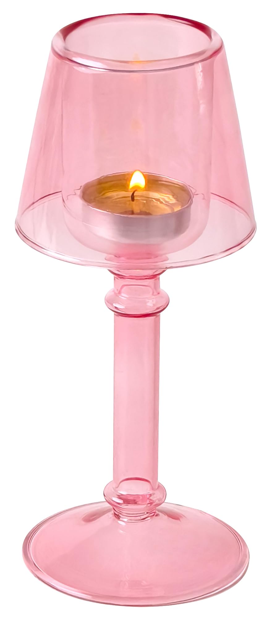 Gurfuy Pink Glass Hurricane Candleholder - Desk Lamp Shaped Glass Hurricane Candle Holder Crystal Decorative Candle Stand for Table Wedding Dinning Centerpieces Party Supplies Festival Decor