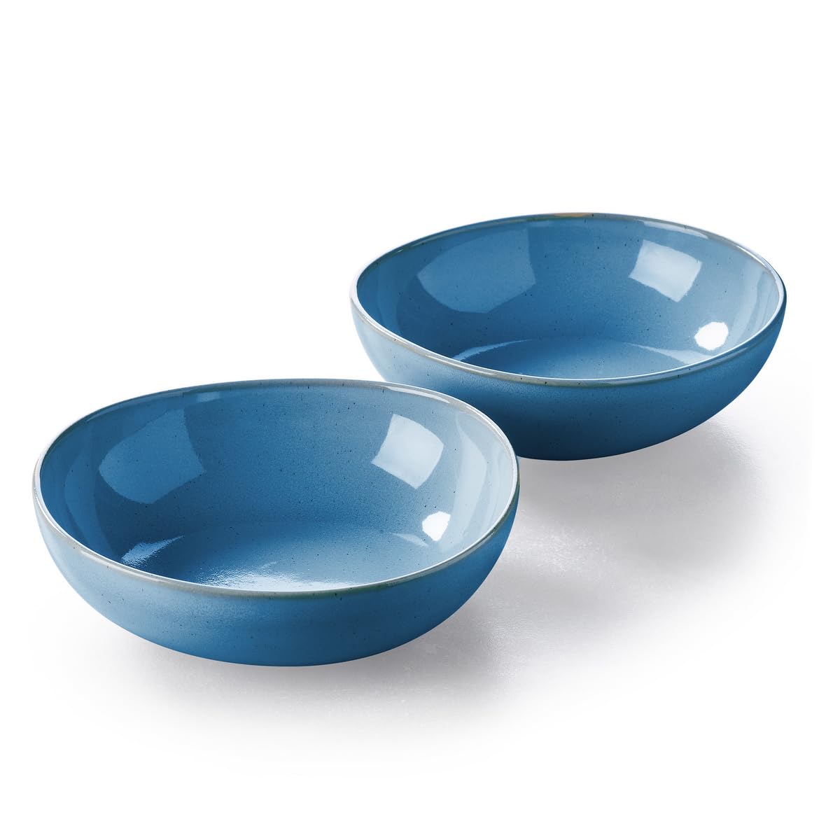 Keltum Smokey Blue Glazed Stoneware Serving Bowls, Set of 2, 6.3-inch diameter