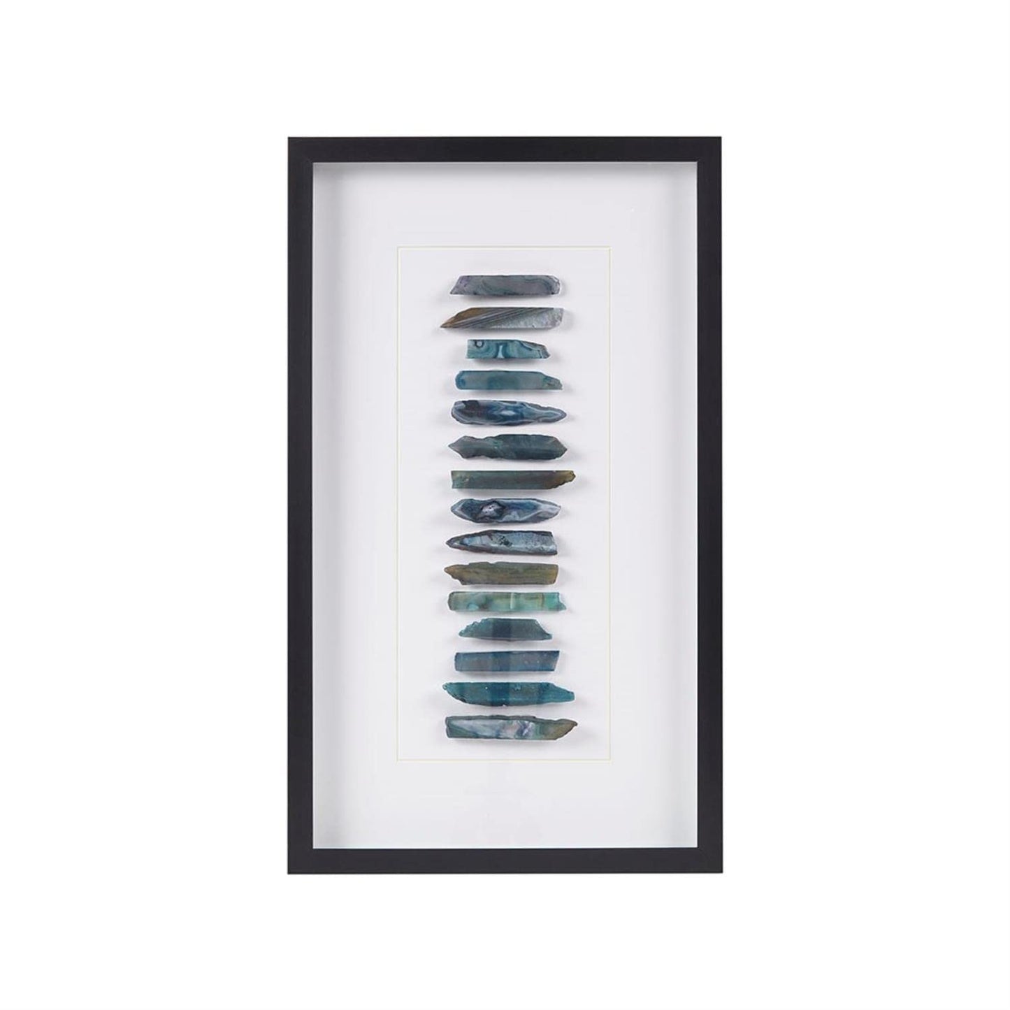 INK+IVY Cerulean Stones Wall Décor Natural Agate, Glass Framed Art for Living Room Entryway Home Accent, Ready to Hang Bedroom Decoration, 13.78" W x 23.62" H, Blue