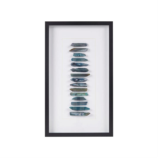 INK+IVY Cerulean Stones Wall Décor Natural Agate, Glass Framed Art for Living Room Entryway Home Accent, Ready to Hang Bedroom Decoration, 13.78" W x 23.62" H, Blue