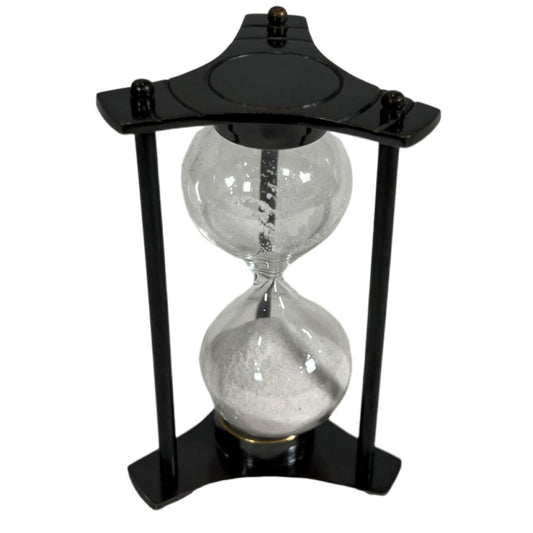 Modern Black Hourglass Timer 1 Minute – Sleek Minimalist Sand Clock for Office, Meditation, Mindfulness, Aesthetic Room Decor & Study Desk Focus Timer
